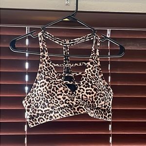 Leopard print grid bra